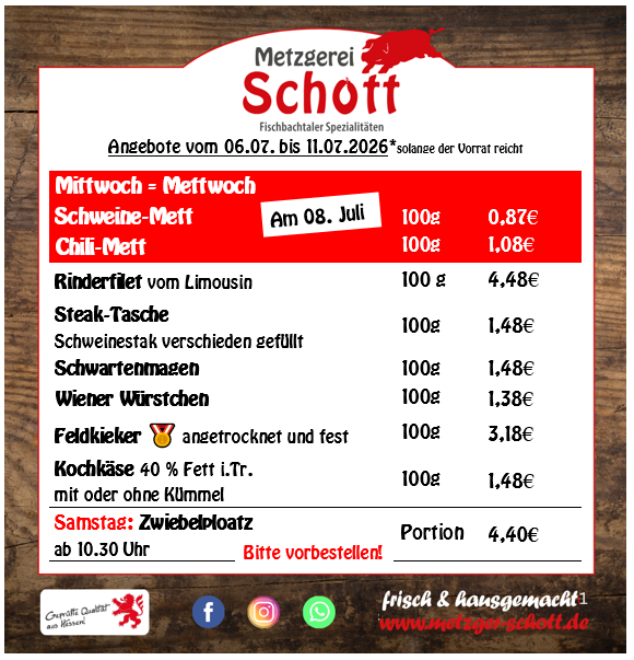 🥩 Unsere Angebote vom 06. bis 11. Juli 2026