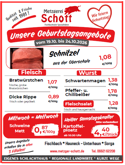 Geburtagsangebote vom 19.10. bis 24.10.2026